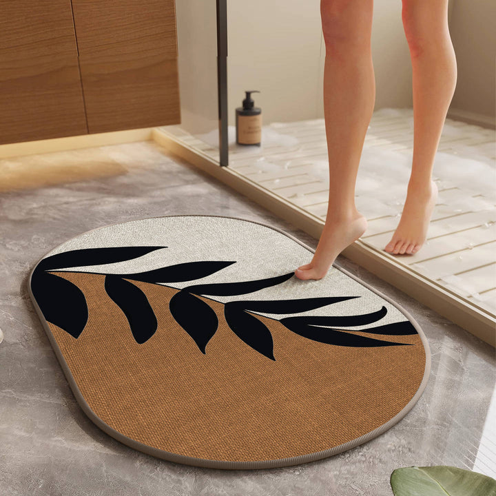 Botanical Leaf Design Bath Mat