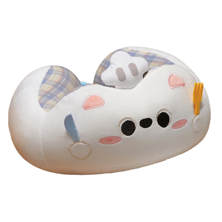 Plush neck pillow travel pillow with cute dog face and appliqués