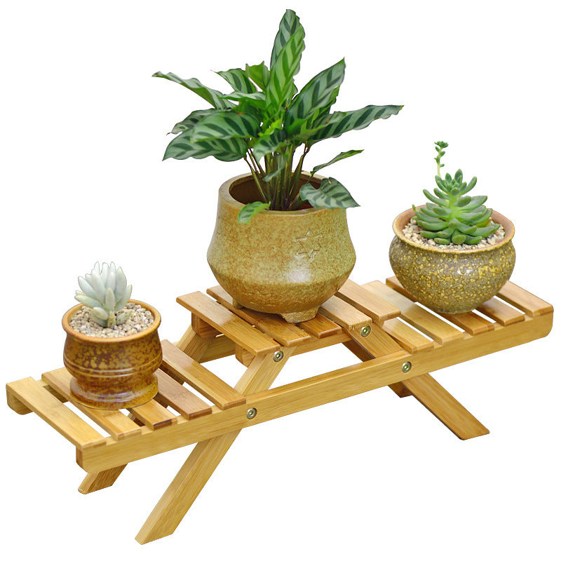Flower rack made of durable bamboo with two levels Kalsten