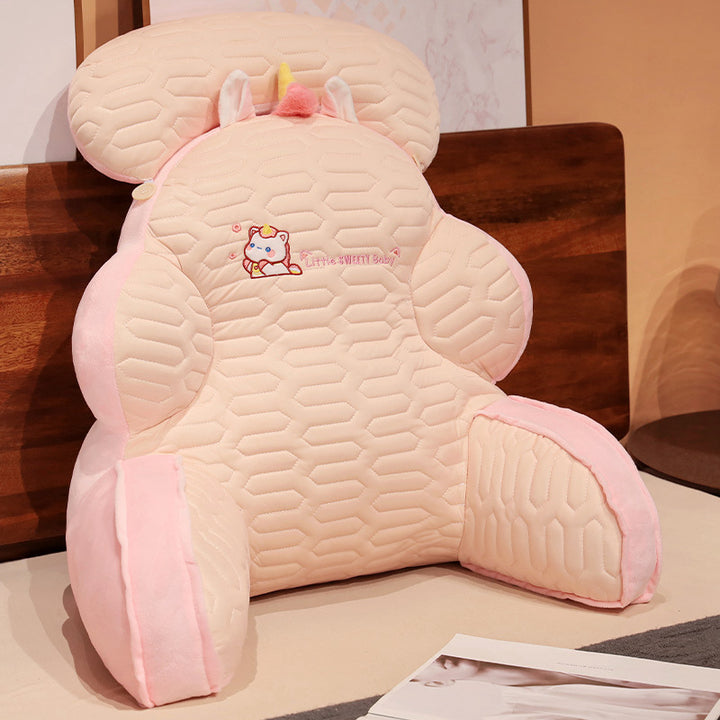 Ergonomic reading pillow with armrests, neck roll and non-slip cover