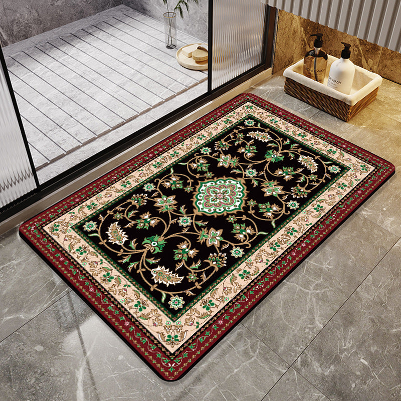 Elegant Floral Bathroom Area Mat Kalsten