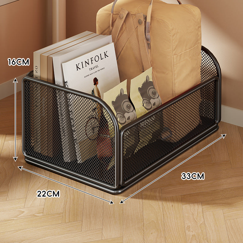 Mesh Rolling Storage Basket with Locking Swivel Casters and Ventilated Wire Frame