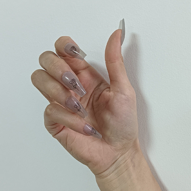 Artificial nails with floral minimalism Kalsten