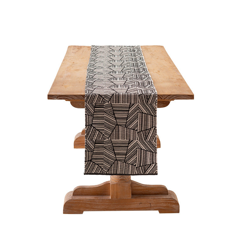 Modern cotton table runner with geometric line jacquard Kalsten