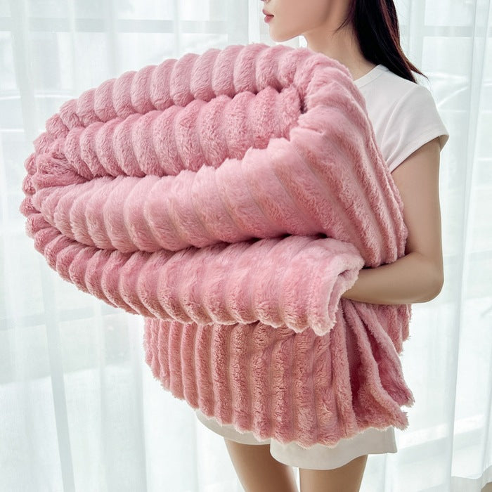 Ladies Cozy Plush Blanket with Textured Surface Kalsten