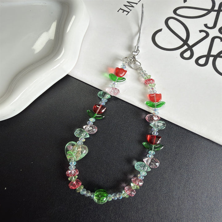 Floral Beaded Phone Lanyard Kalsten