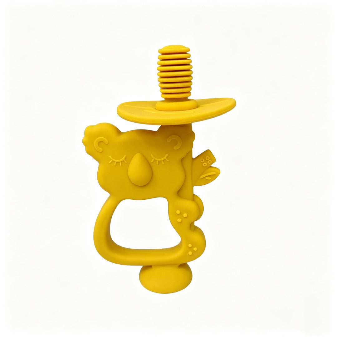 Silicone Koala Teether Pacifier with Ergonomic Handle and Safety Screw Attachment