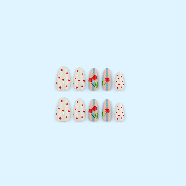 Artificial nails with fruity cherry design Kalsten
