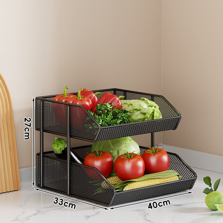 Triple-Tier Metal Mesh Countertop Produce and Pantry Organizer