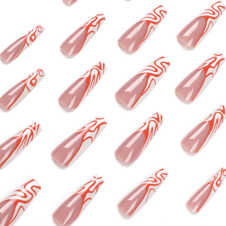Artistic Nail Extensions with Modern Wave Pattern Kalsten