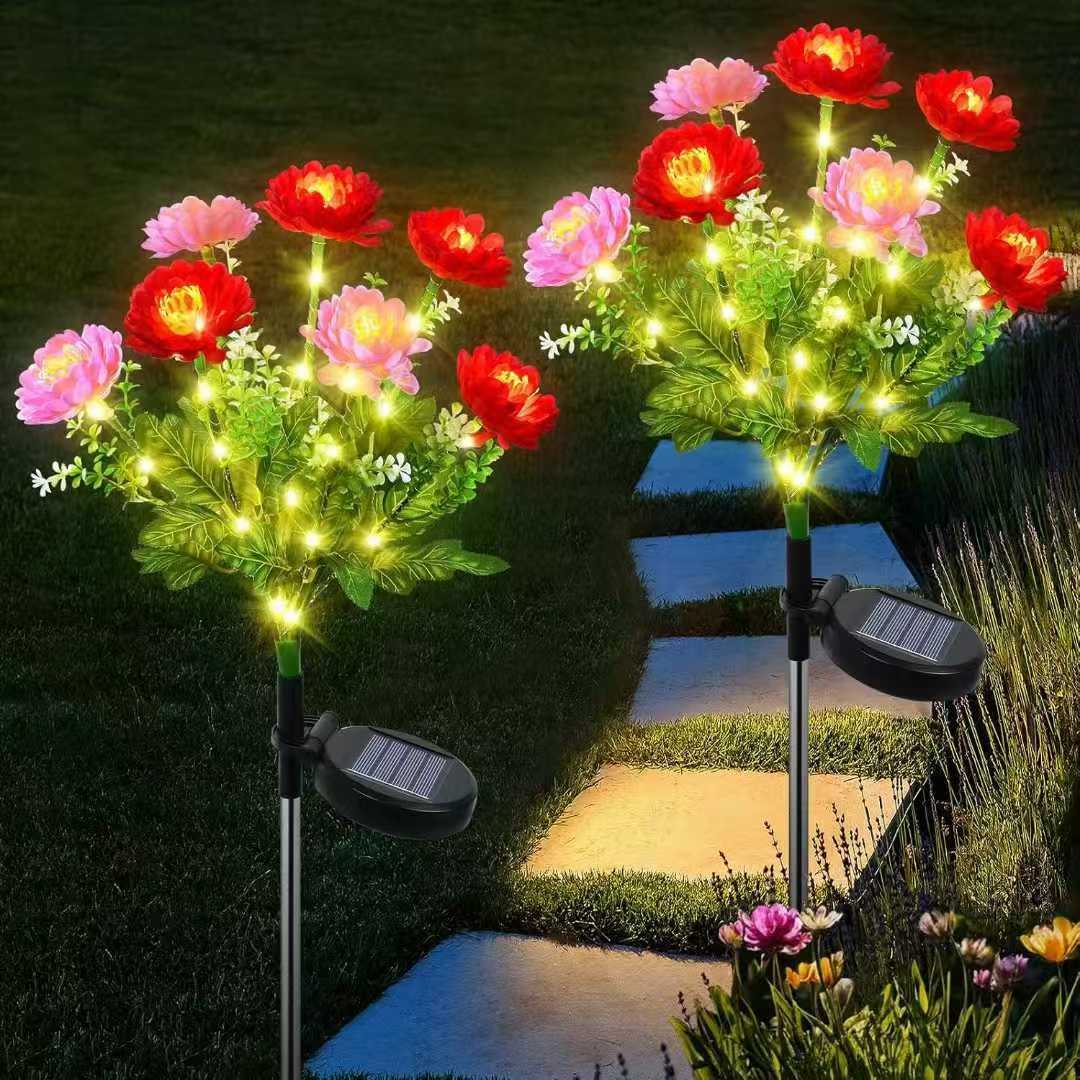 Solar Garden Stake Artificial Flower LED Pathway Decor Kalsten