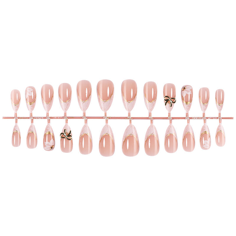 Elegant Press-On Nail Art Set with Decorative Bow Accents Kalsten