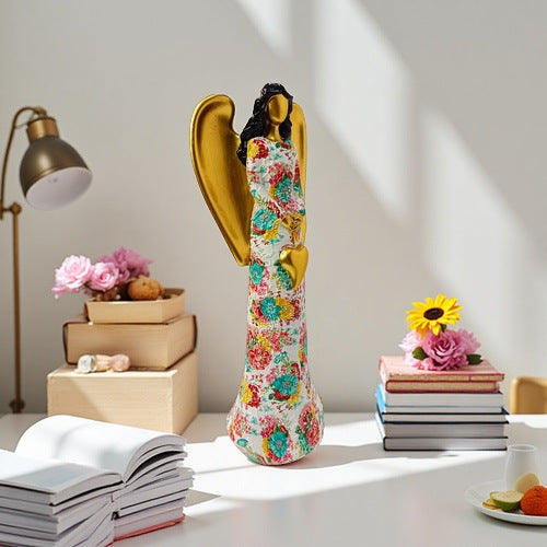 Engel Statue with Flower Pattern Kalsten