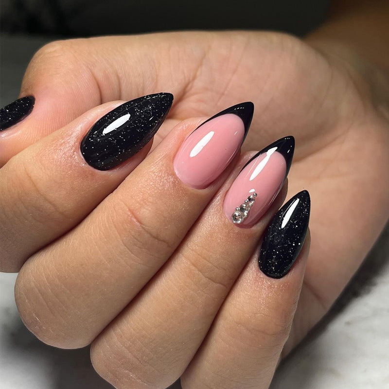 Elegant Stiletto Press-On Nail Art with Rhinestone Accents Kalsten