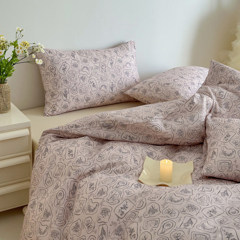 Cotton percale duvet cover and pillowcase set