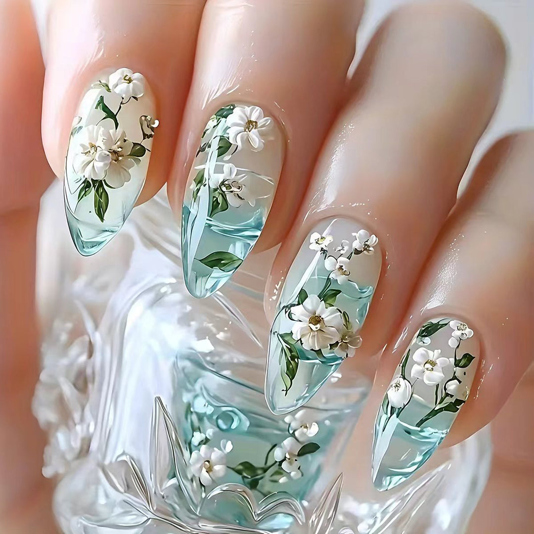 Floral Elegant Acrylic Nail Art Kalsten