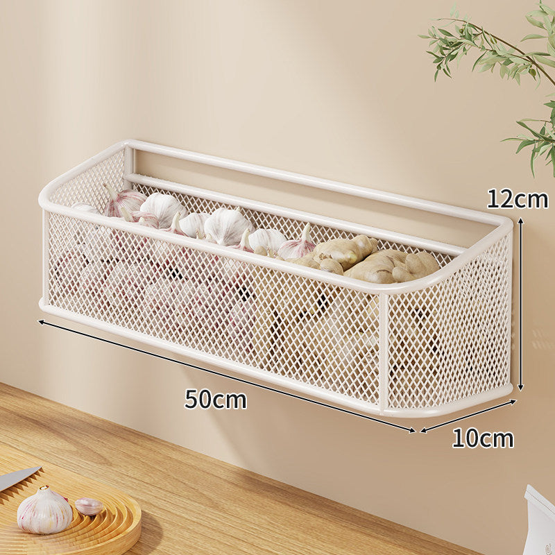 Wall-Mounted Ventilated Metal Mesh Kitchen Produce Basket