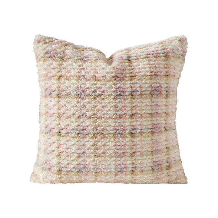 Decorative cushions made of faux fur with a fluffy chenille texture and textured relief