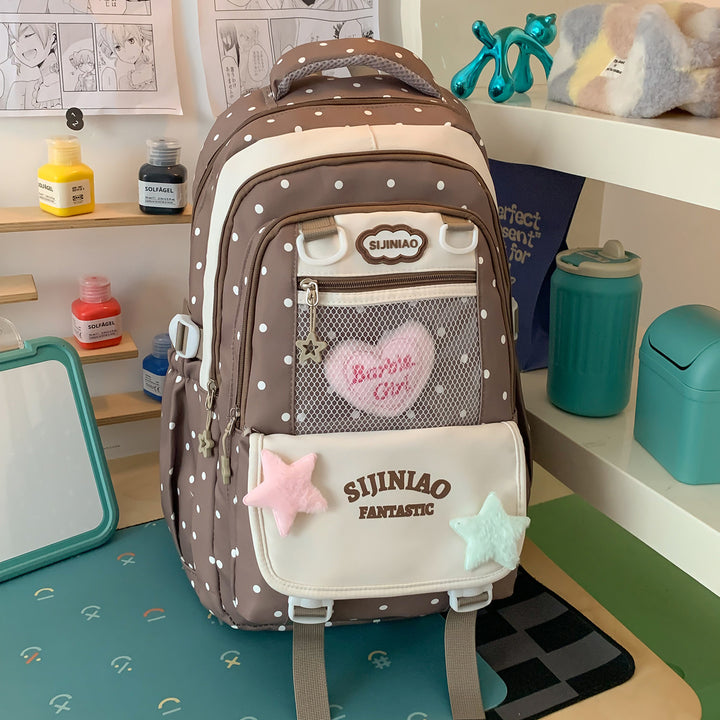Stylish Polka Dot School Backpack Kalsten