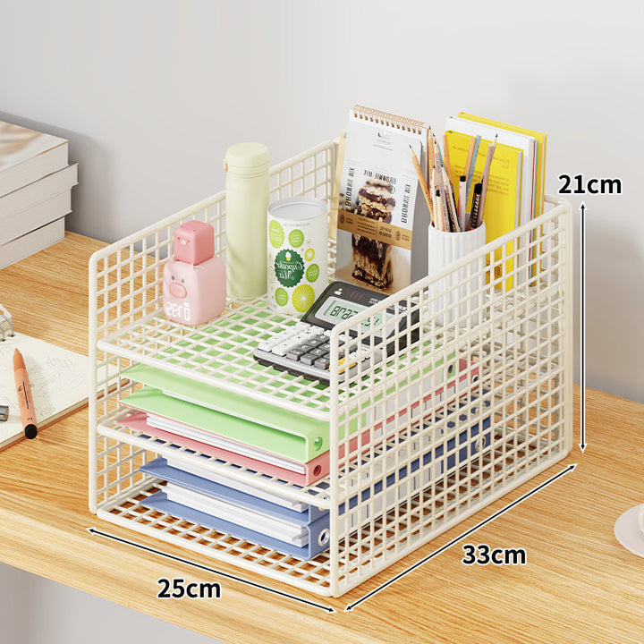 Mesh Two-Tier Desktop Document and Stationery Organizer