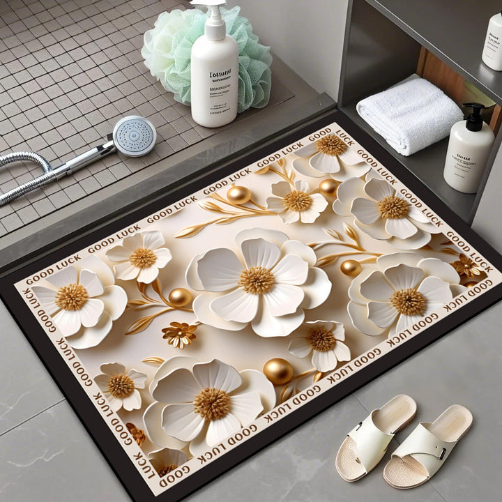 Floral Patterned Comfort Bath Mat Kalsten