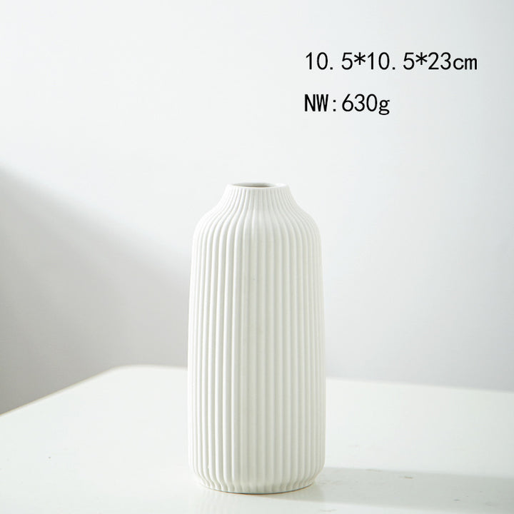 Elegant Ribbed Ceramic Decorative Vase Kalsten