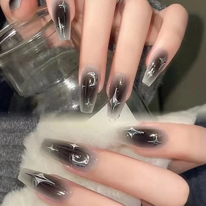 Artistic Stiletto Acrylic Press-On Nails with Starry Design Kalsten