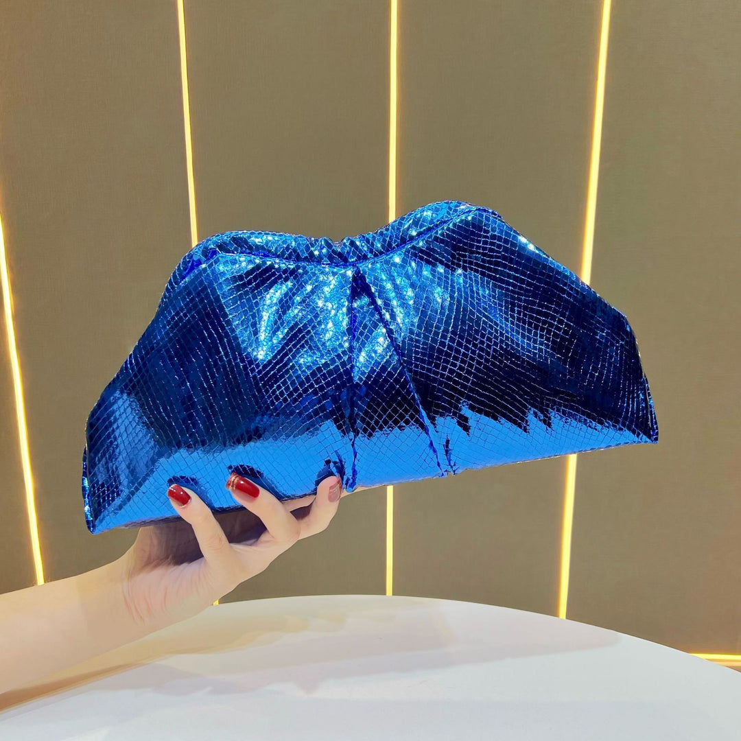 Metallic Gathered Clutch