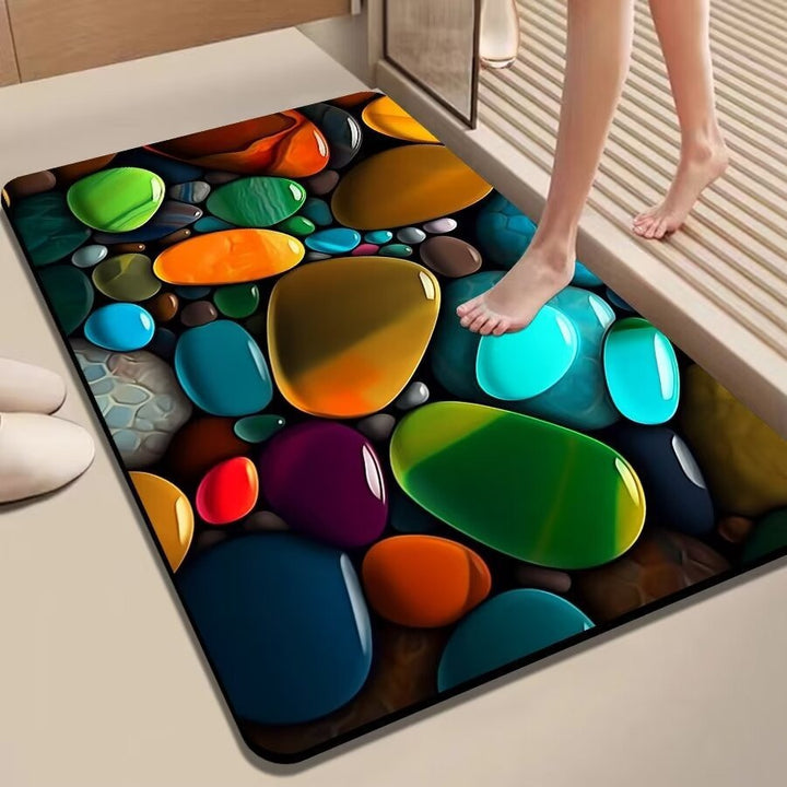 Colorful Pebble-Themed Floor Mat Kalsten