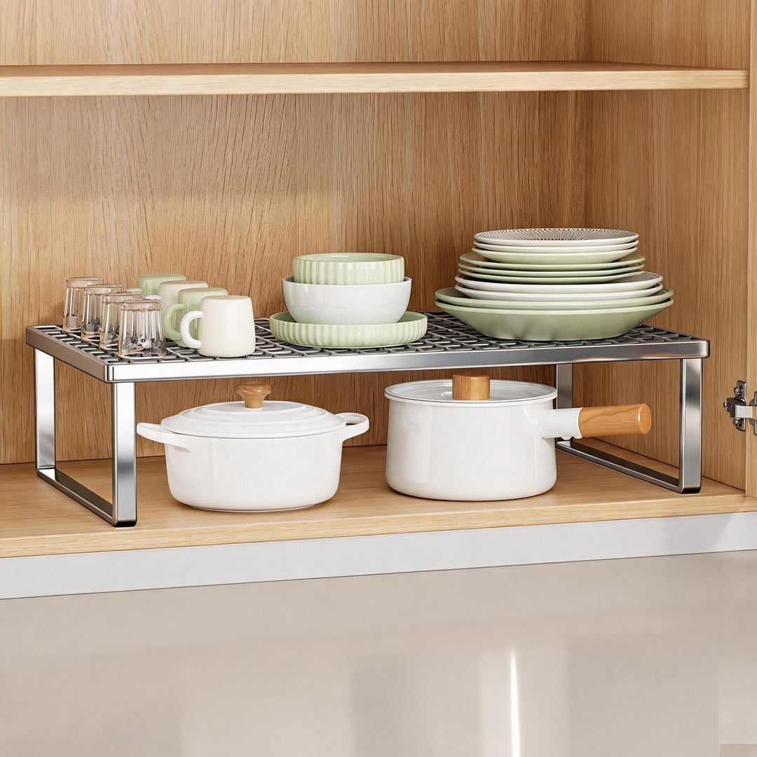 Ventilated Metal Grid Cabinet Shelf Organizer Rack