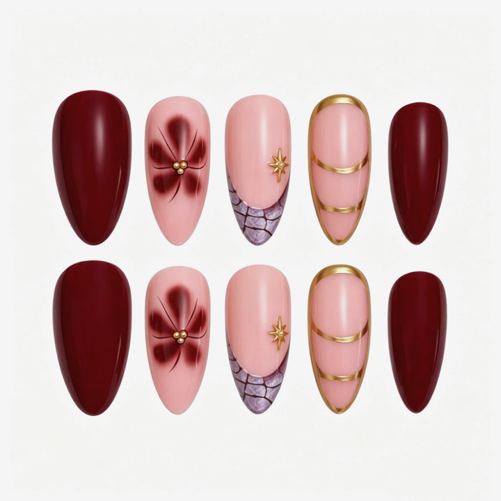 Artistic Almond-Shaped Nail Enhancements