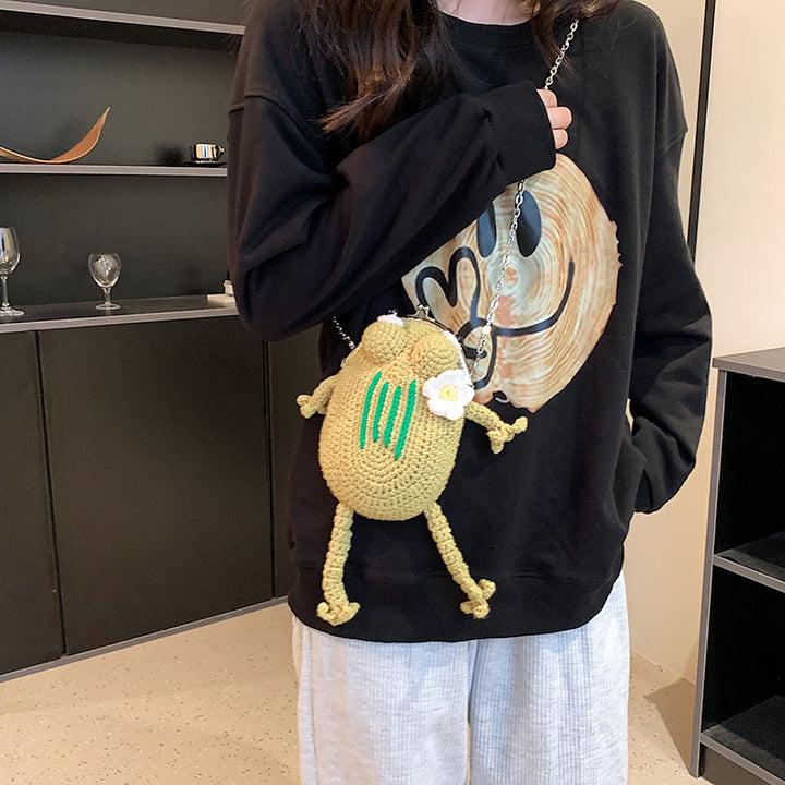 Frog-Shaped Crochet Mini Handbag
