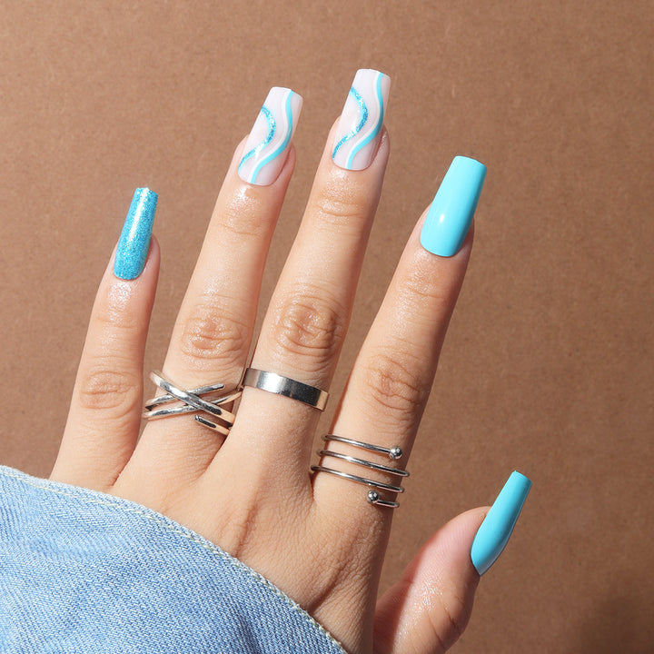 Artistic Long Acrylic Press-On Nails Set Kalsten
