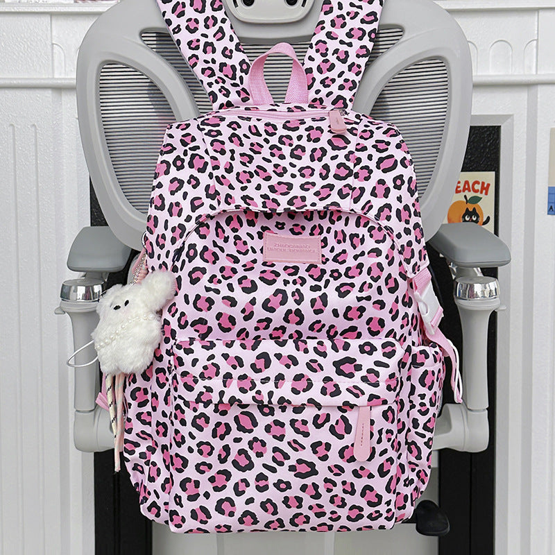 Playful Leopard Print School Backpack Kalsten