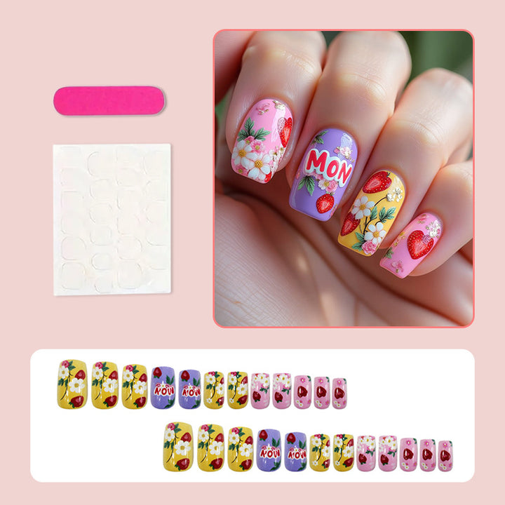 Artificial nail set with floral and fruity designs Kalsten