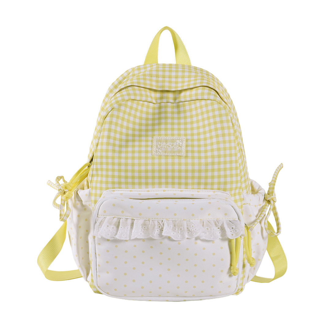 Playful Gingham and Polka Dot Backpack Kalsten
