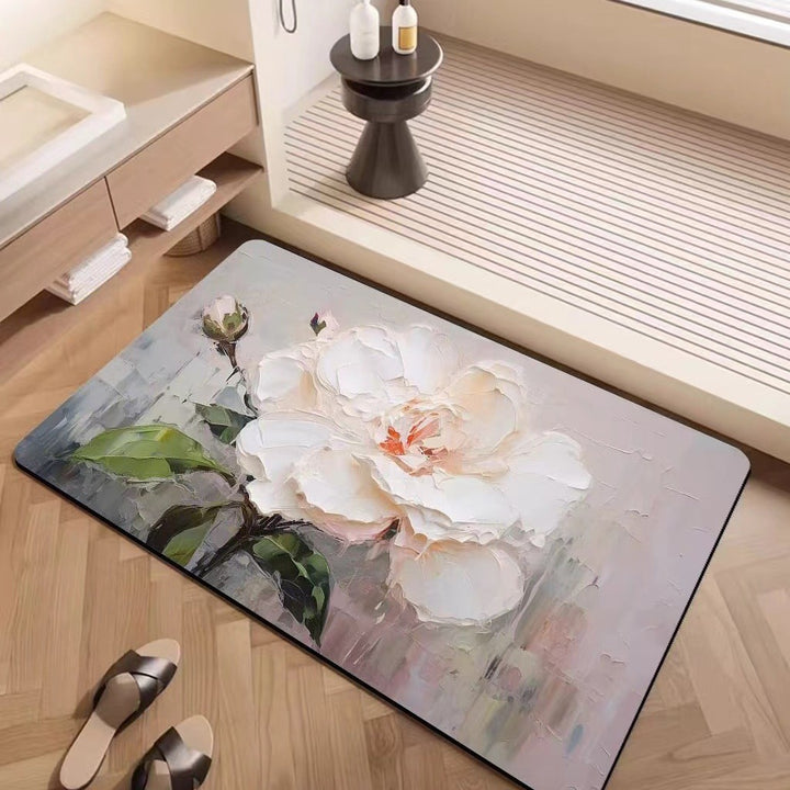 Luxury Textured Floral Bath Mat Kalsten