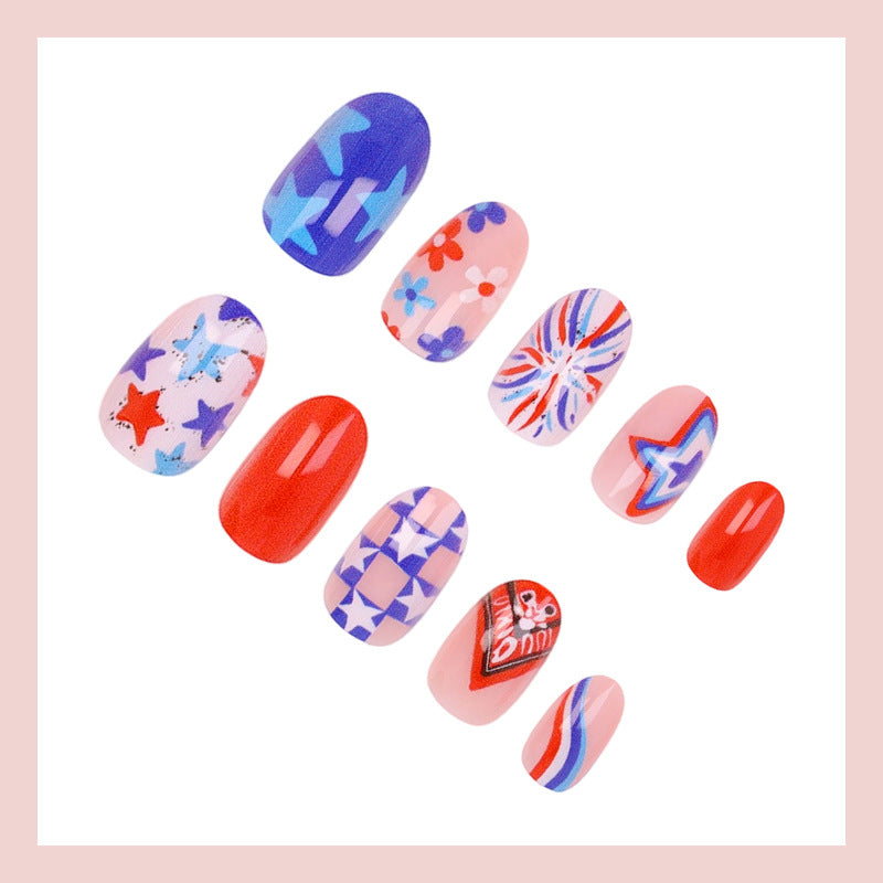 Artificial nail set with creative star and heart patterns Kalsten