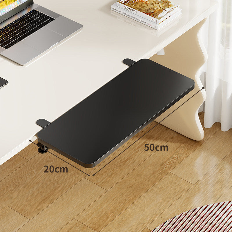 Under-Desk Bamboo Slide-Out Work Surface Clamp-Mounted Keyboard & Mouse Platform