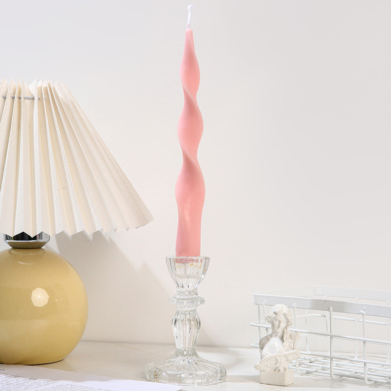 Wavy Sculptural Column Taper Candle