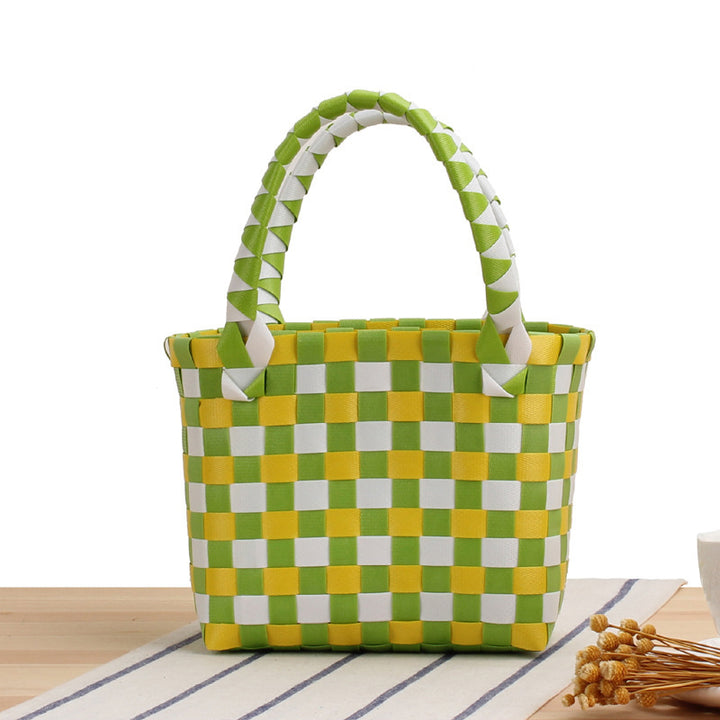 Handbag made of woven material with a stylish check pattern Kalsten