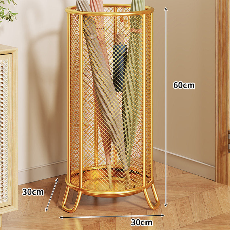 Mesh Cylindrical Umbrella Stand with Elevated Feet and Ventilated Metal Grid