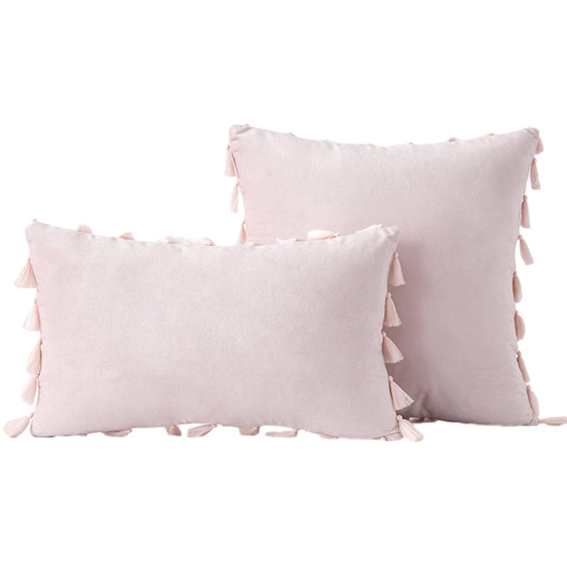 Velvet Tassel-Trim Square and Lumbar Decorative Pillow Set