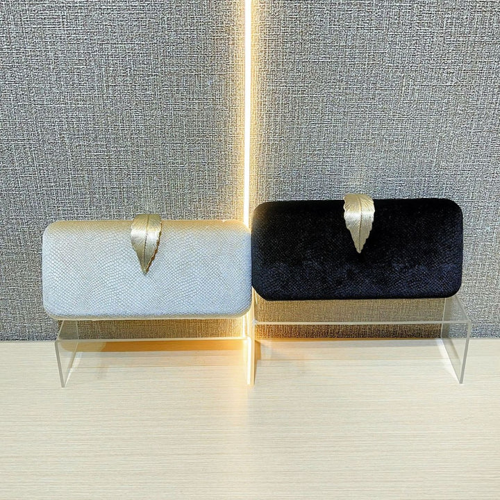 Elegant Leaf-Accent Evening Clutch