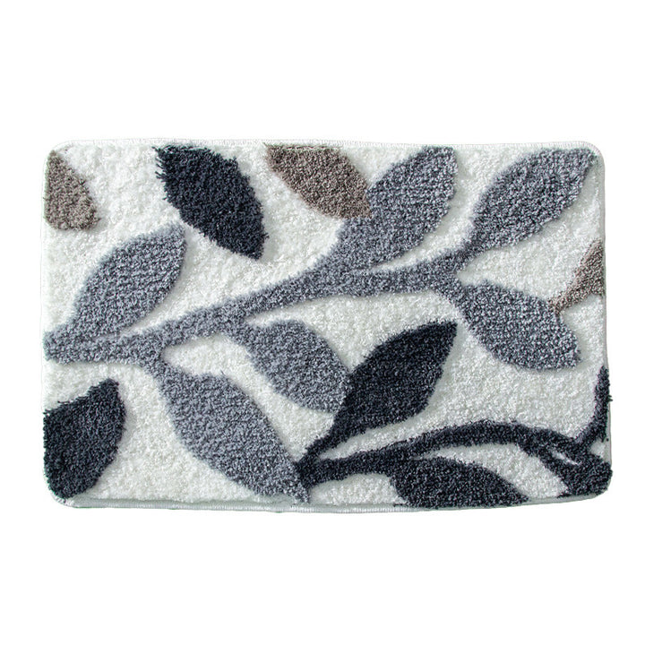 Plush Leaf Pattern Bath Mat Kalsten