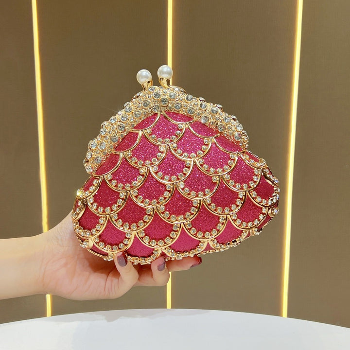 Decorative Pearl-Accented Evening Clutch