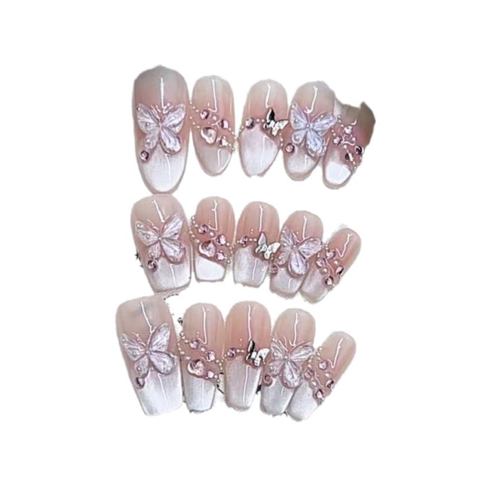 Decorative Press-On Nail Set with Butterfly and Floral Accents Kalsten