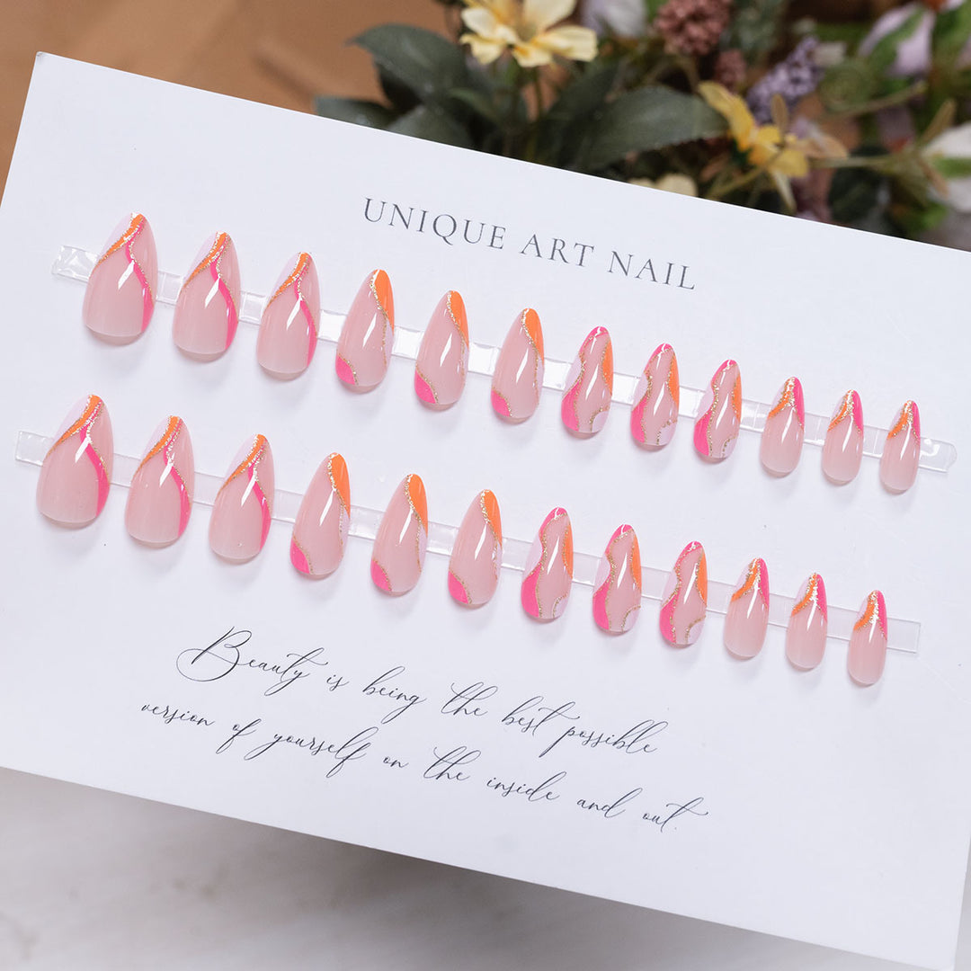 Artistic Glitter-Enhanced Stiletto Nail Art