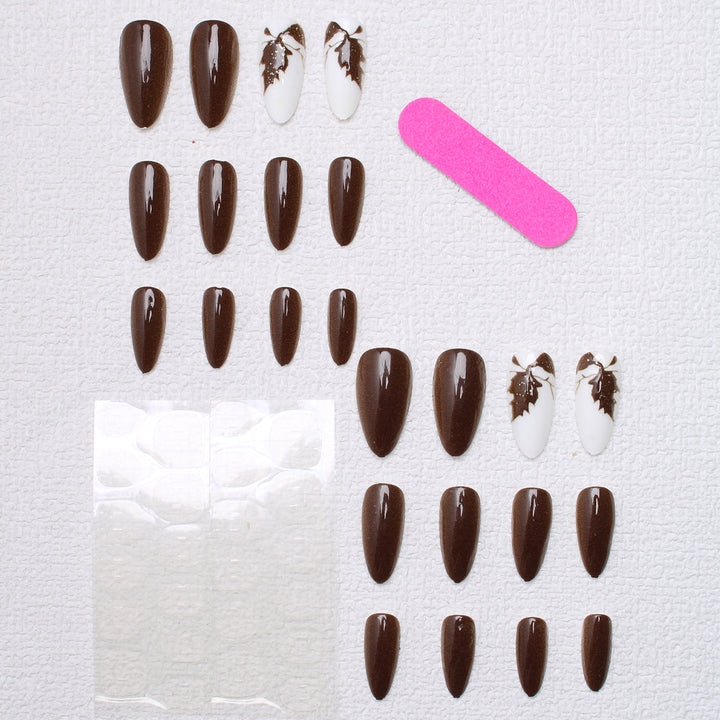Artistic Leaf-Designed Press-On Nails Kalsten