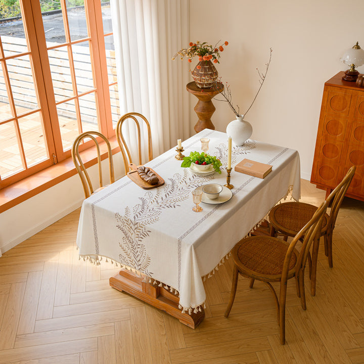 Embroidered Botanical Tablecloth